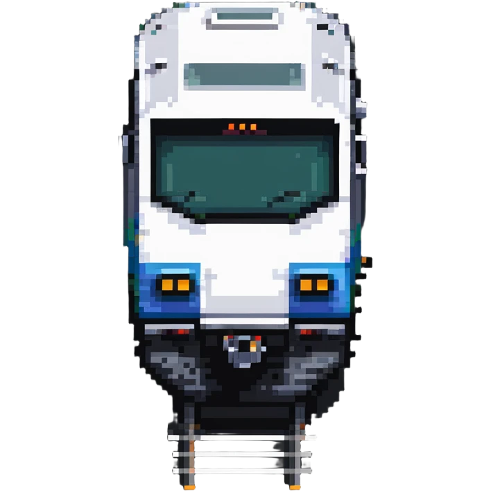 side view of an Amtrak train in pixel art style emoji