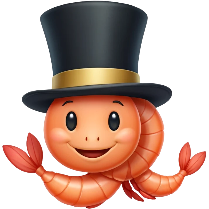 shrimp wearing a top hat emoji