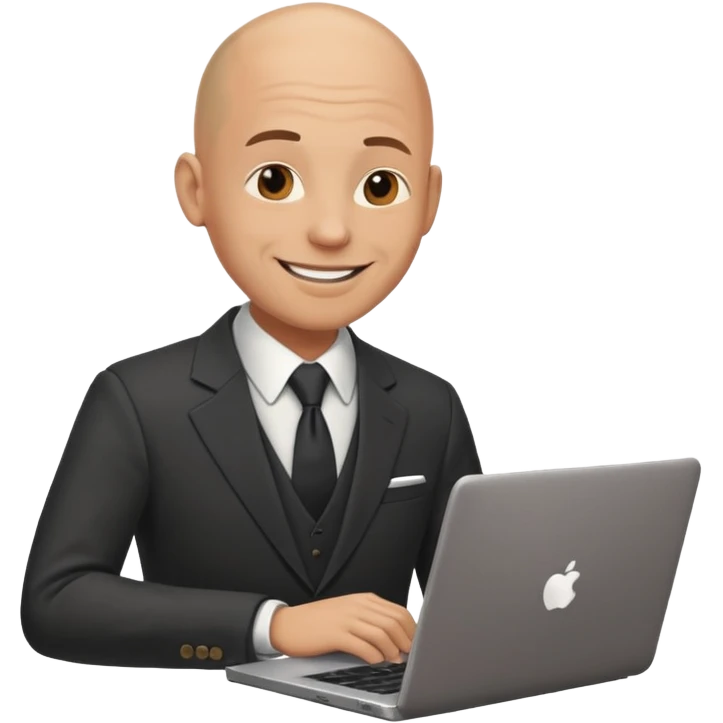 Good looking bald man who is a really super shopper and gets all the great deals and there really smart about getting on the Internet emoji