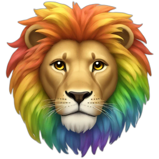 Rainbow lion mane emoji
