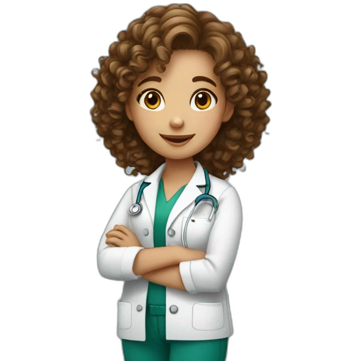 Veterinary Technician Girl With Curly Brown Hair emoji