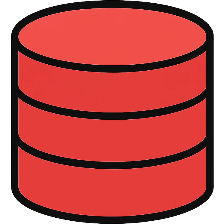 A red cylindrical database icon with horizontal lines emoji