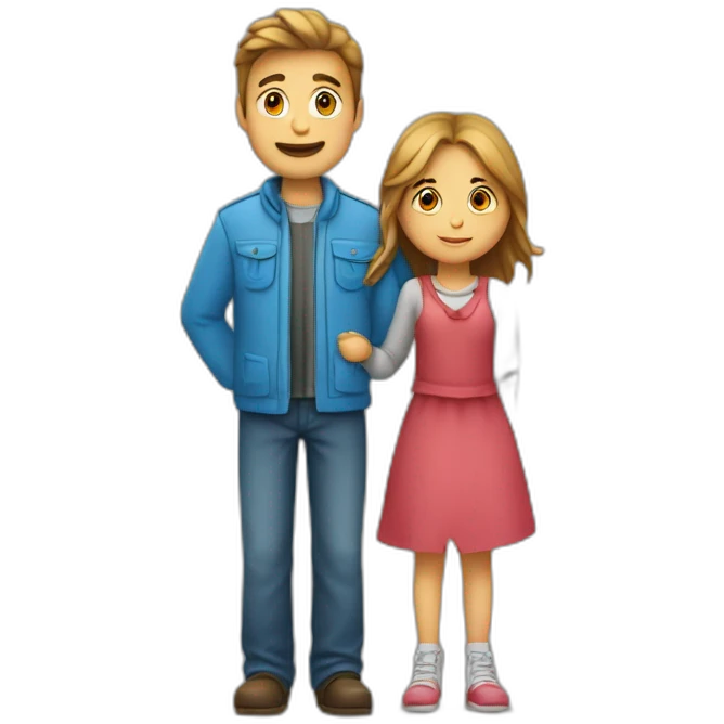 Un garcon et une fille avec un coeur au milieu emoji
