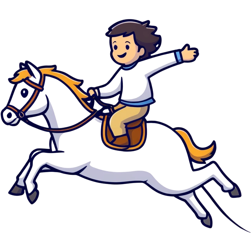 person riding a horse jumping over a dog emoji