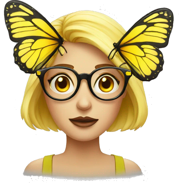 ig yellow angry woman emoji with black butterfly frame eyeglasses emoji
