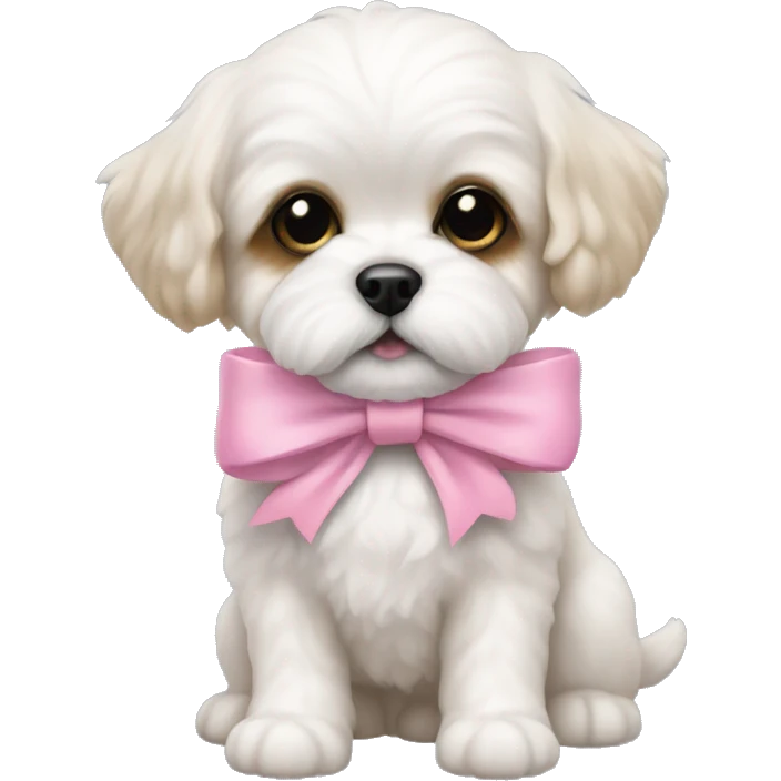 Shichon puppy pink bow  emoji