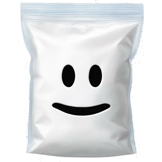 clear ziploc bag add white washing powder inside. Remove smiley face   emoji