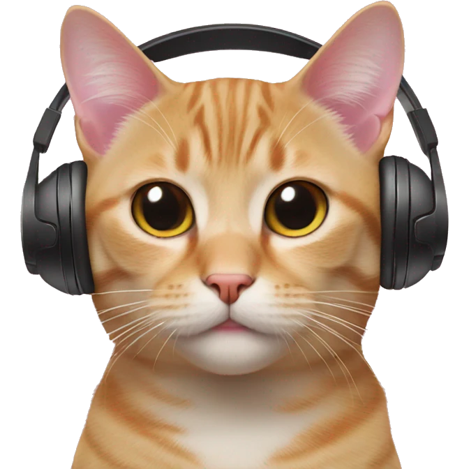 cat with pink head phones emoji