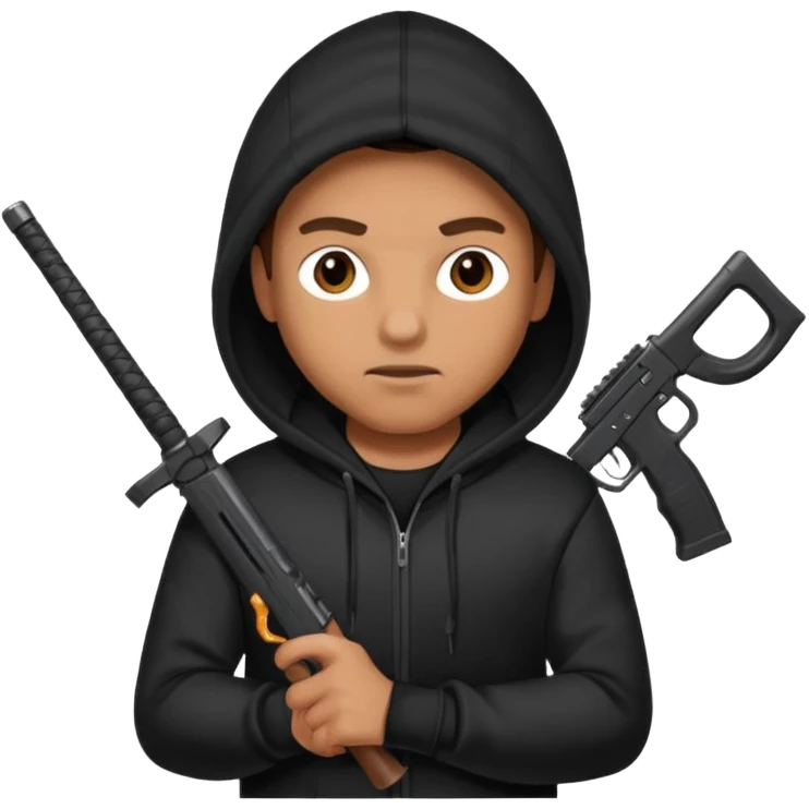 Hombre con capucha negra y arma emoji