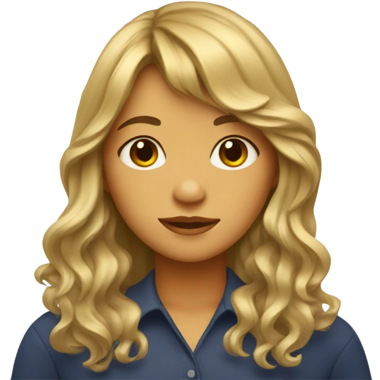 Girl with long wave hair and curtain bangs  emoji