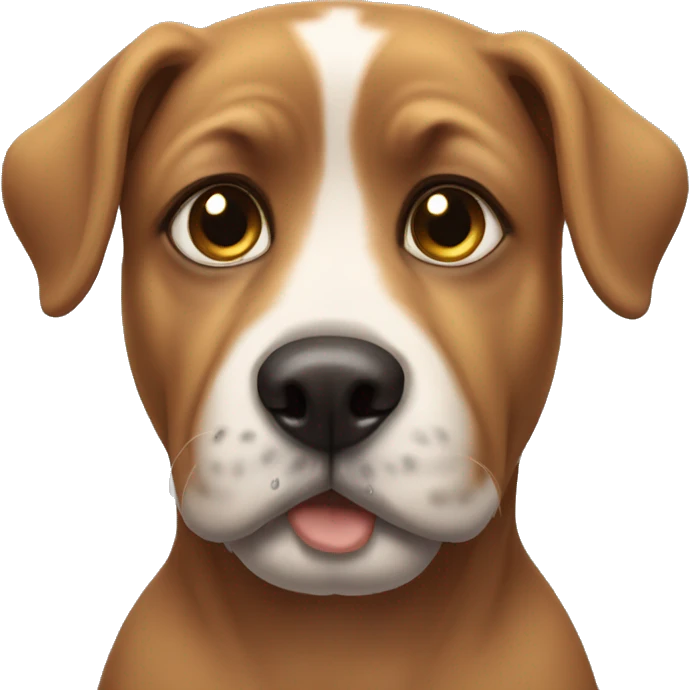 Dog with puppy eyes and tear emoji