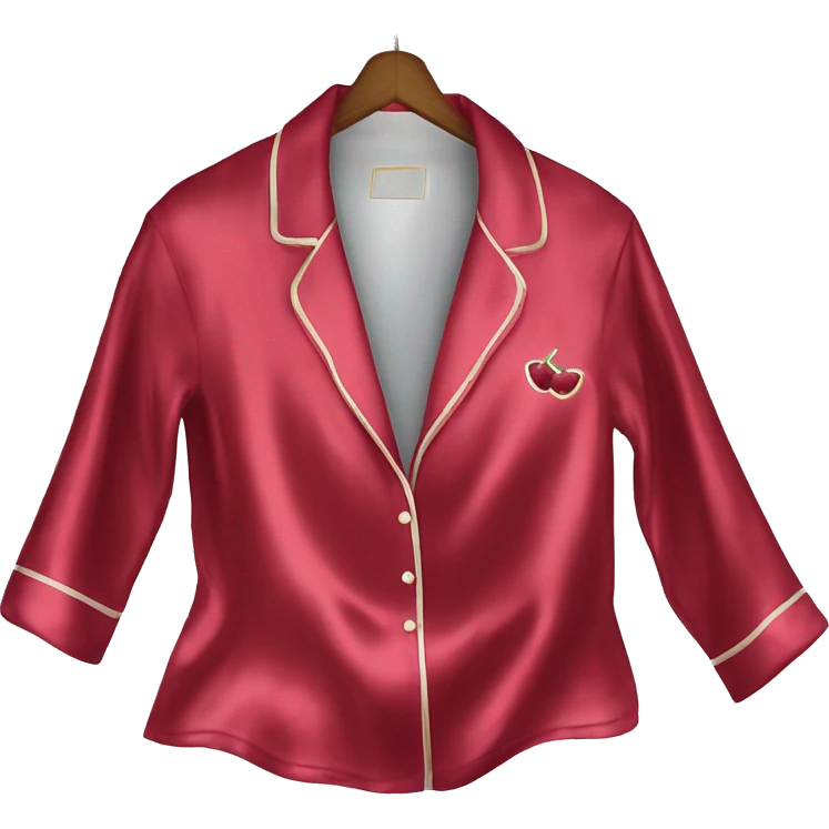 Luxury silk cherry-red pyjama on hanger emoji