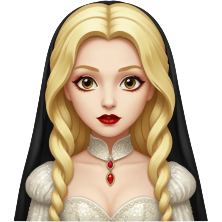 Marishka, Bride of Dracula from Van Helsing with long golden blonde hair, ivory sequin outfit emoji