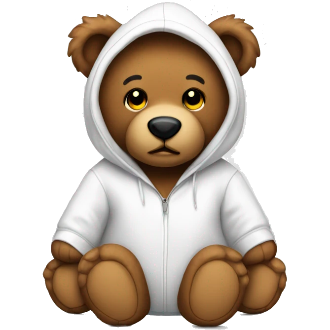 Brown teddy bear with white hoodie emoji