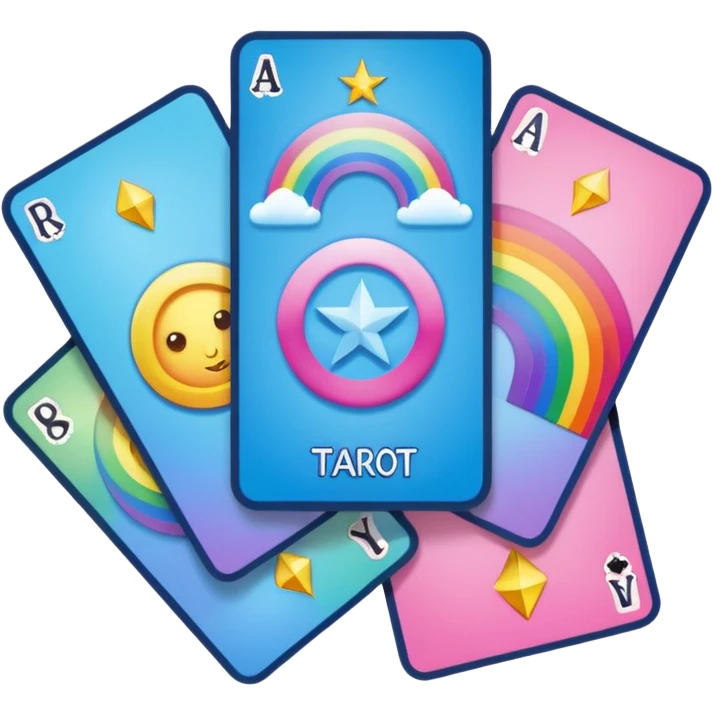 Tarot cards light blue and pink rainbow emoji
