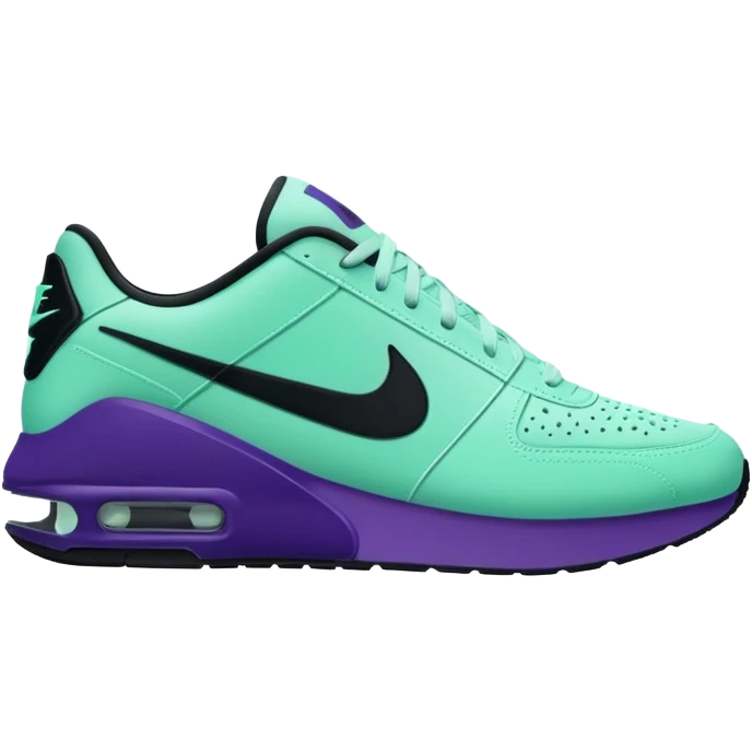 Mint, royal plum and black futuristic nike sneakers emoji