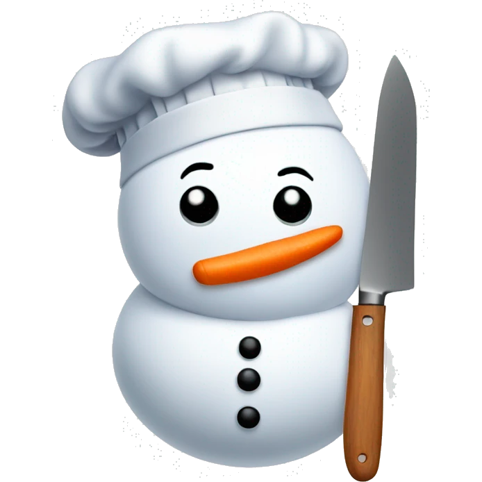 snowman with chefs hat and kitchen knife emoji