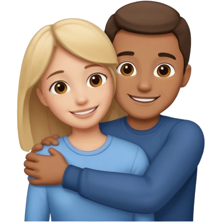 Texte ´Gros câlin’, en dessous un homme serre sa sœur dans ses bras emoji