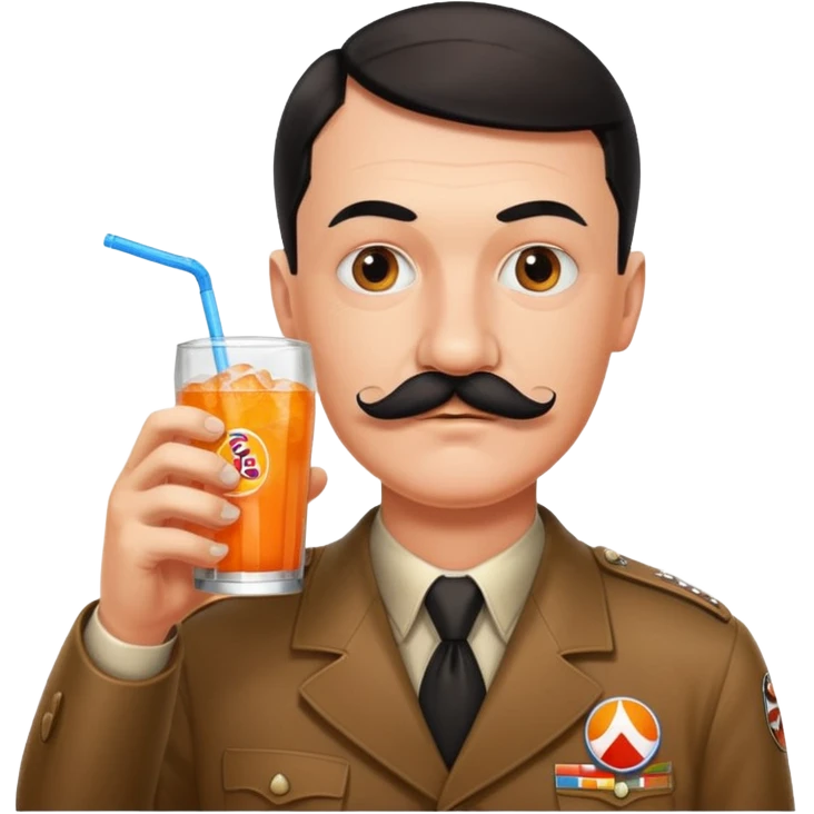 Hilter mustache drinking Fanta emoji