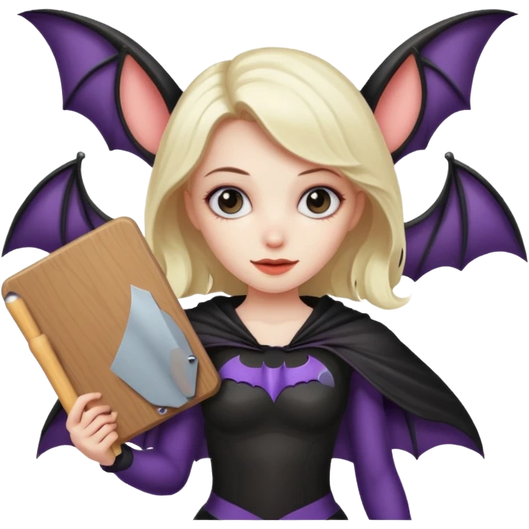Girl bat holding large blank sign emoji