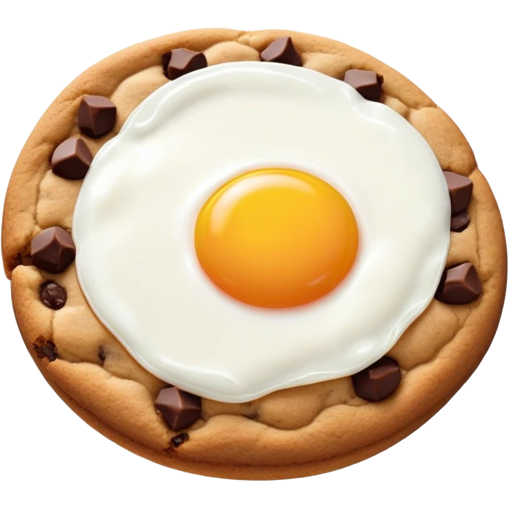 chocolate chip cookie with a sunny side up egg on top emoji