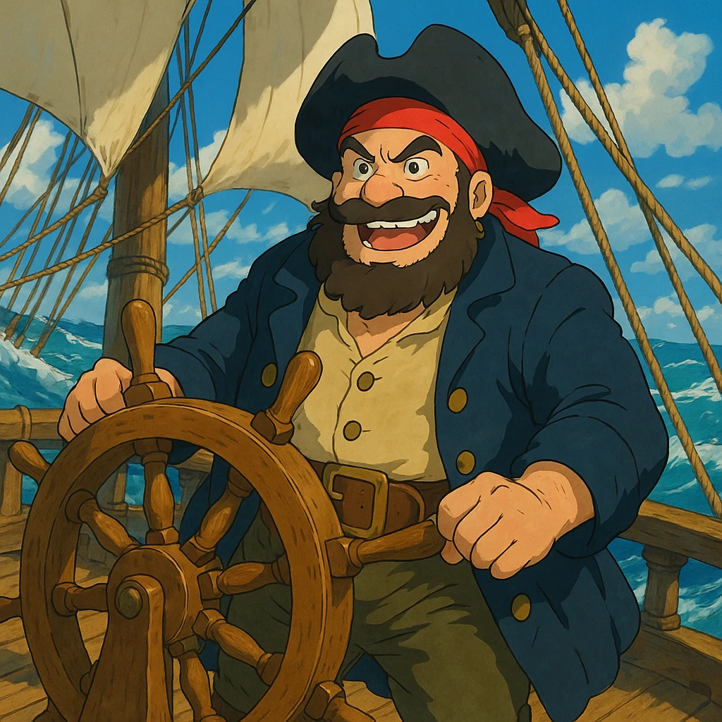 pirate sailing on a ship emoji