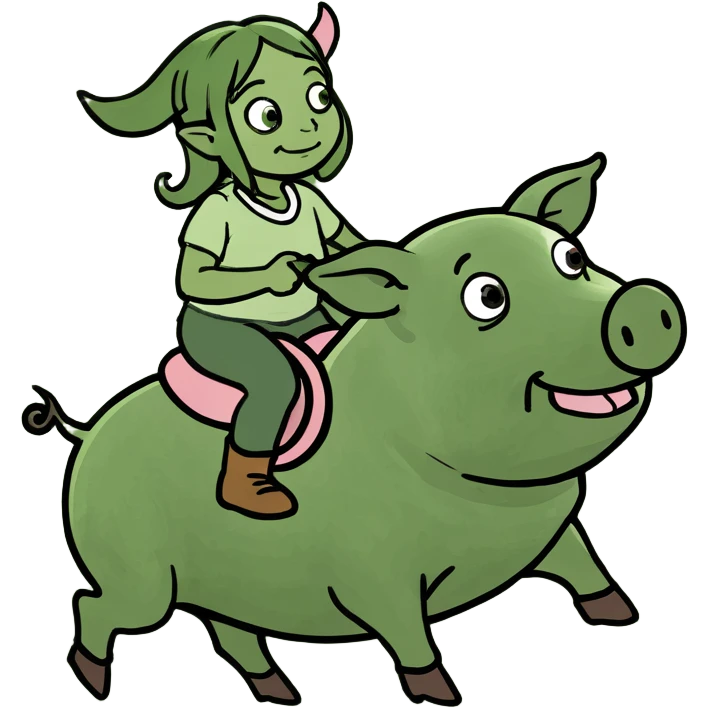 Duende montado en un chancho emoji