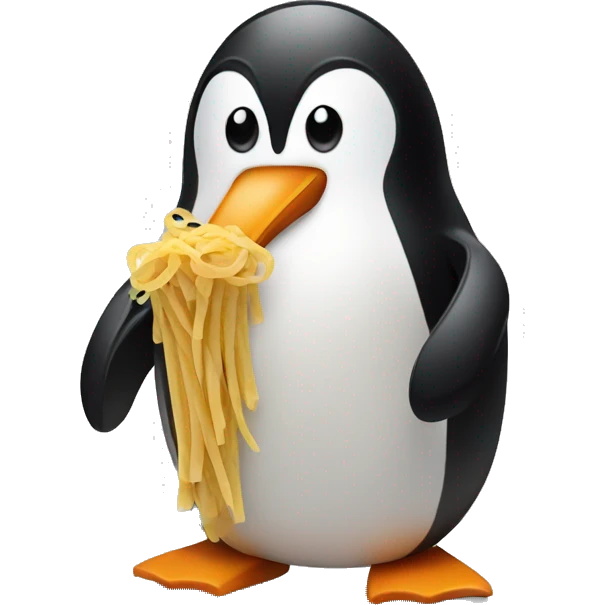 Penguin with pasta emoji