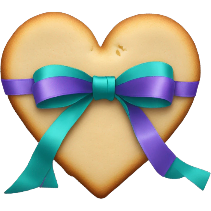 Cookie heart with teal purple support ribbon loop emoji