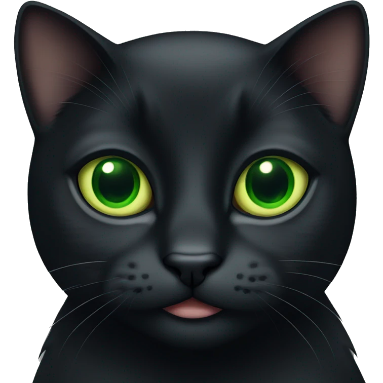 a black cat with green eyes emoji