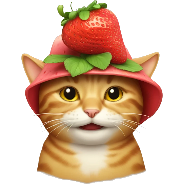 Cat with strawberry as hat crying laughing emoji
