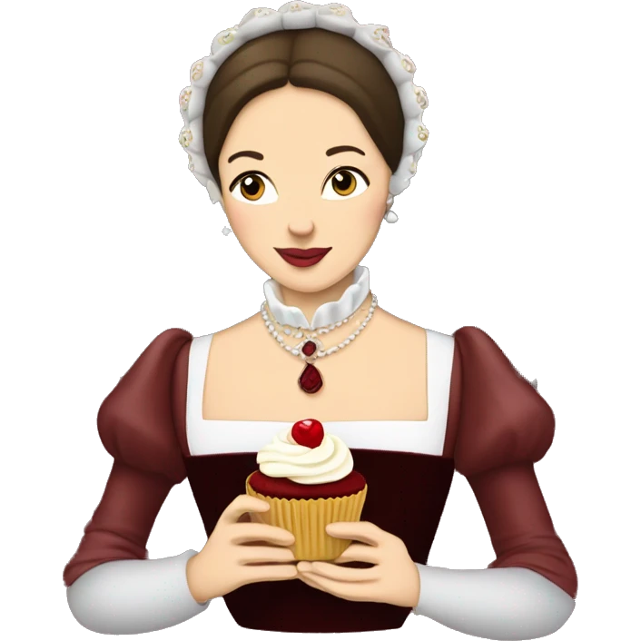 anne boleyn eating a red velvet cupcake emoji