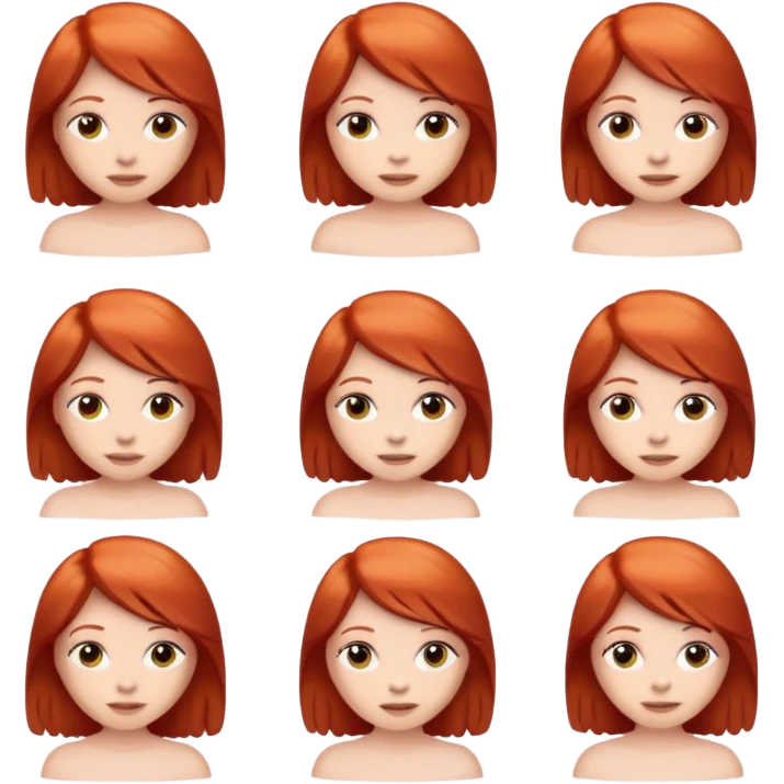 Draw a set of emojis with an undressed red-haired girl. emoji