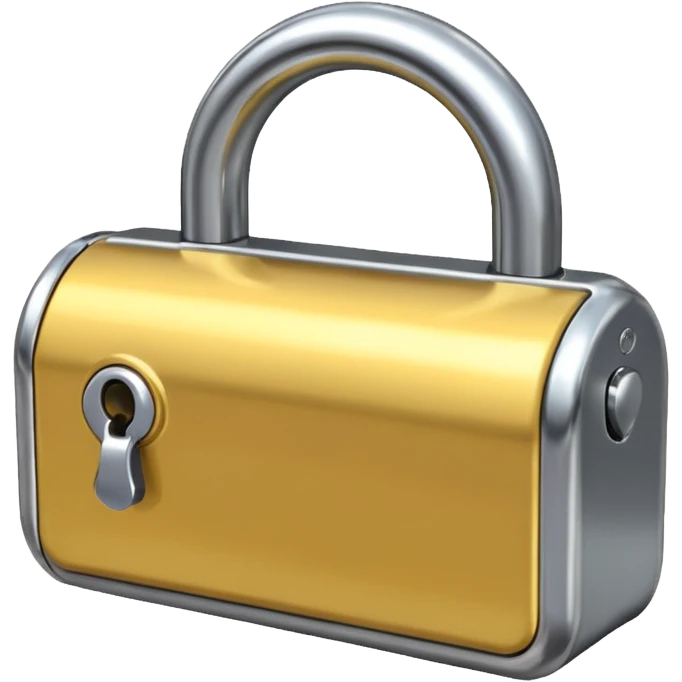 Chrome silver lock emoji, iOS emoji style, smooth metallic surface, rounded edges, reflective highlights, minimalistic emoji