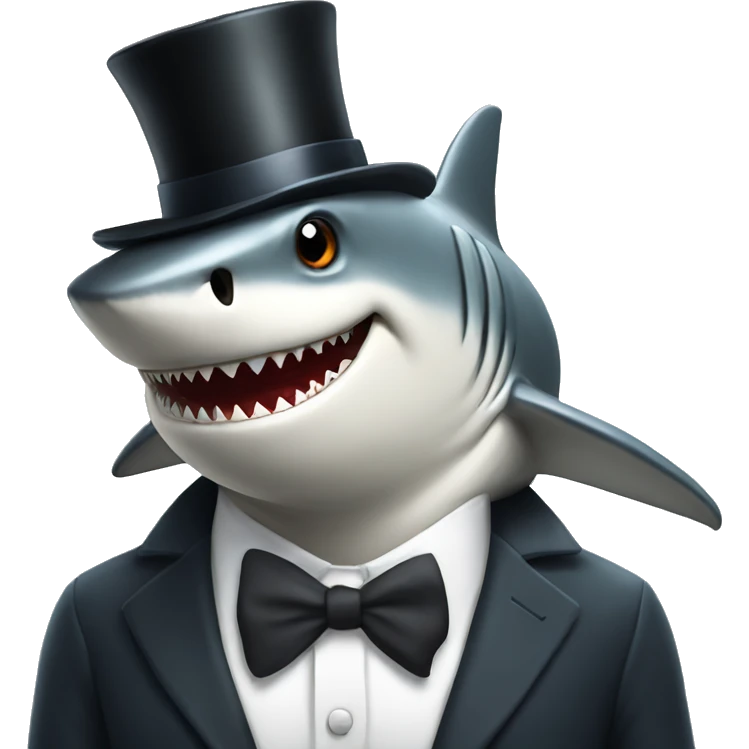 Shark with a top hat emoji