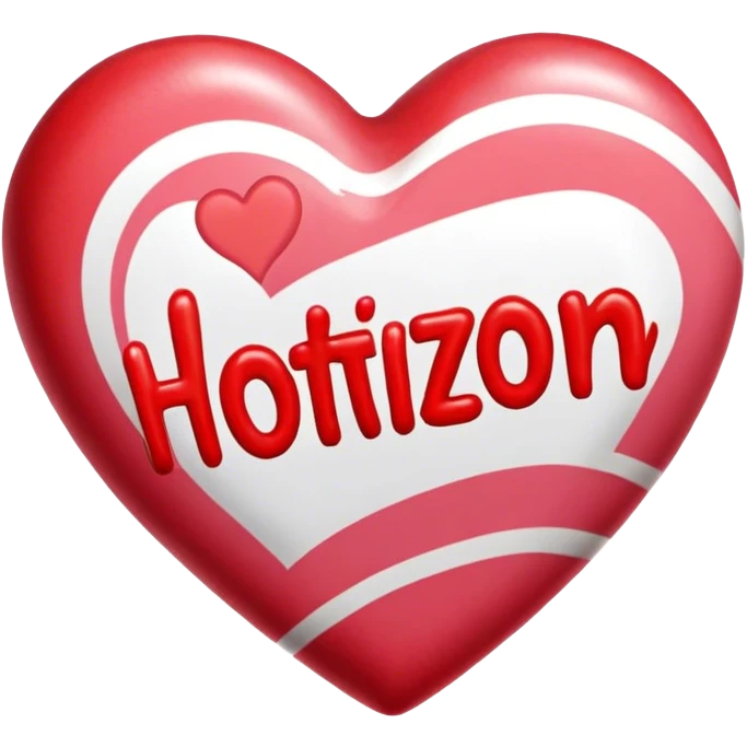 Valentine heart candy that says “Team Hotizon” emoji