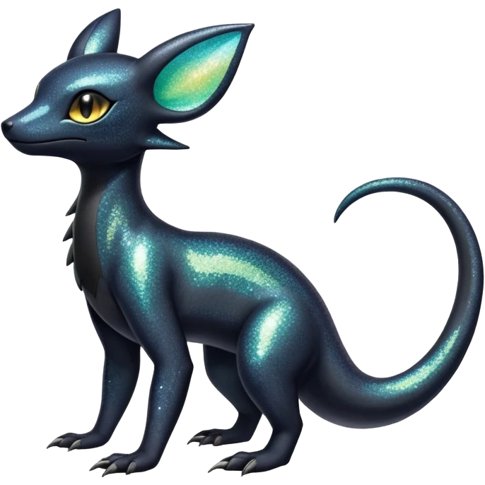 Pastel Iridescent Shiny Sparkly Exotic Salandit-Umbreon-Fakémon-hybrid-creature (full body)  emoji