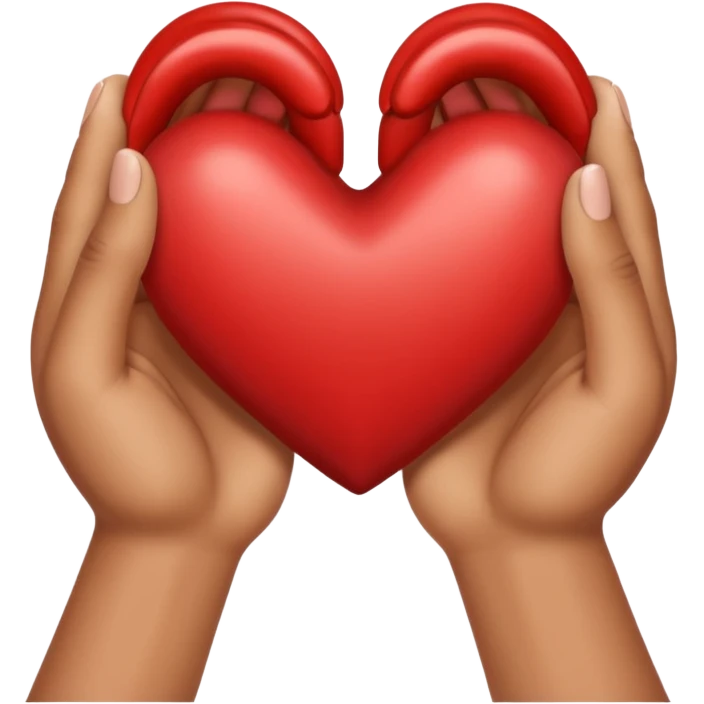 Heart shaped hands emoji from iPhone with tan skin emoji