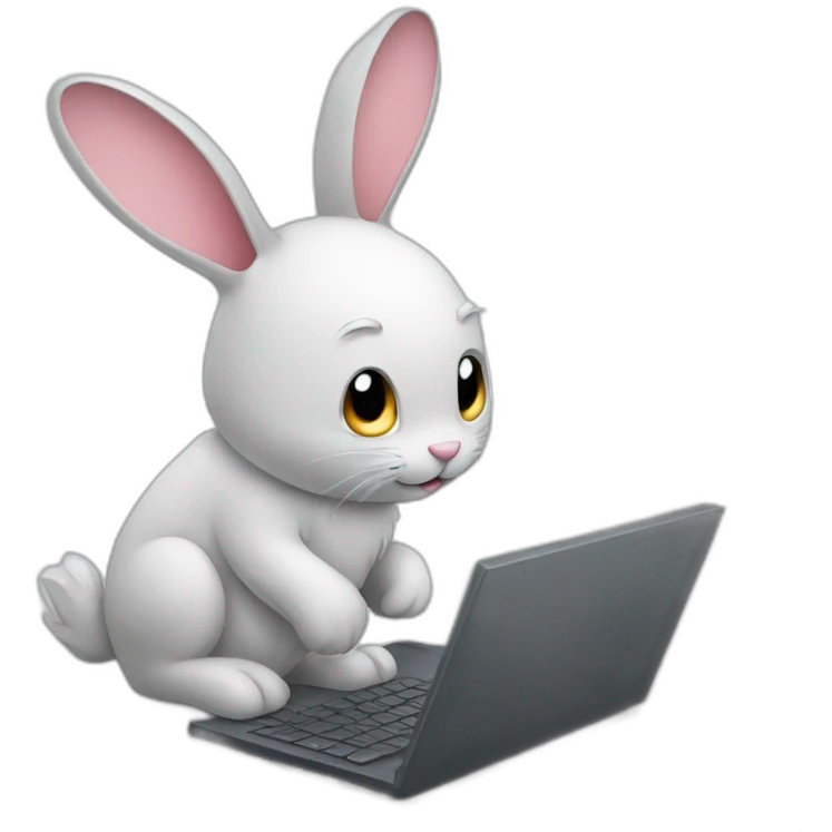 Bunny using a computer emoji