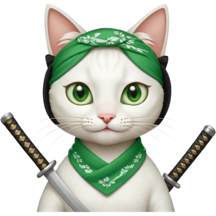 un gato blanco con reeferencia a roroa zoro emoji