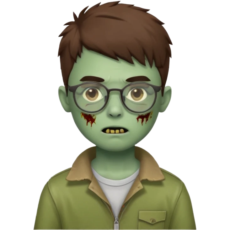 boy zombie with a brown wolfcut haircut and glasses emoji