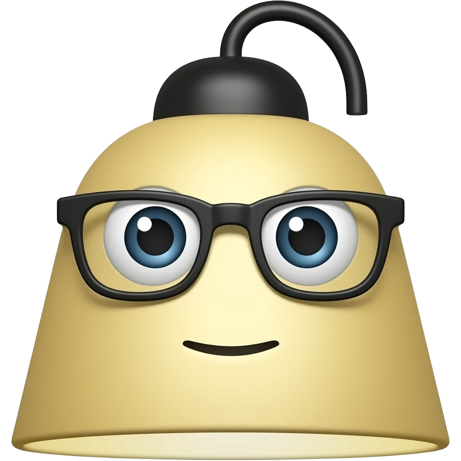 lamp have a face, do think and wear glasess emoji
