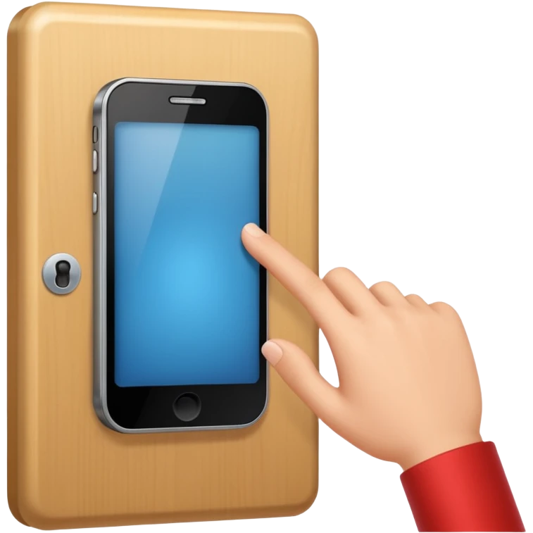 Movimiento de mano como si tocará la puerta y la puerta es la pantalla del celular emoji