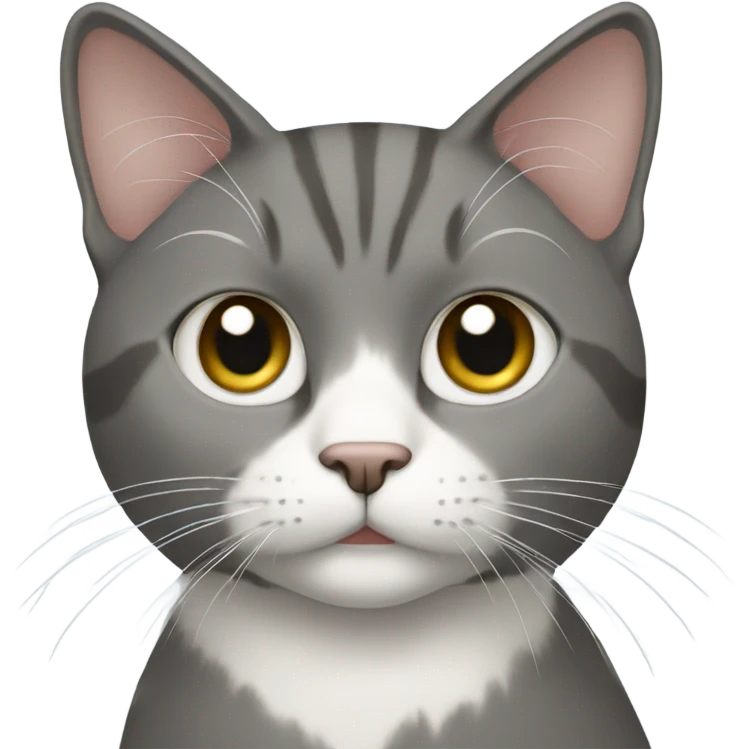 Grey with white chin cat  emoji