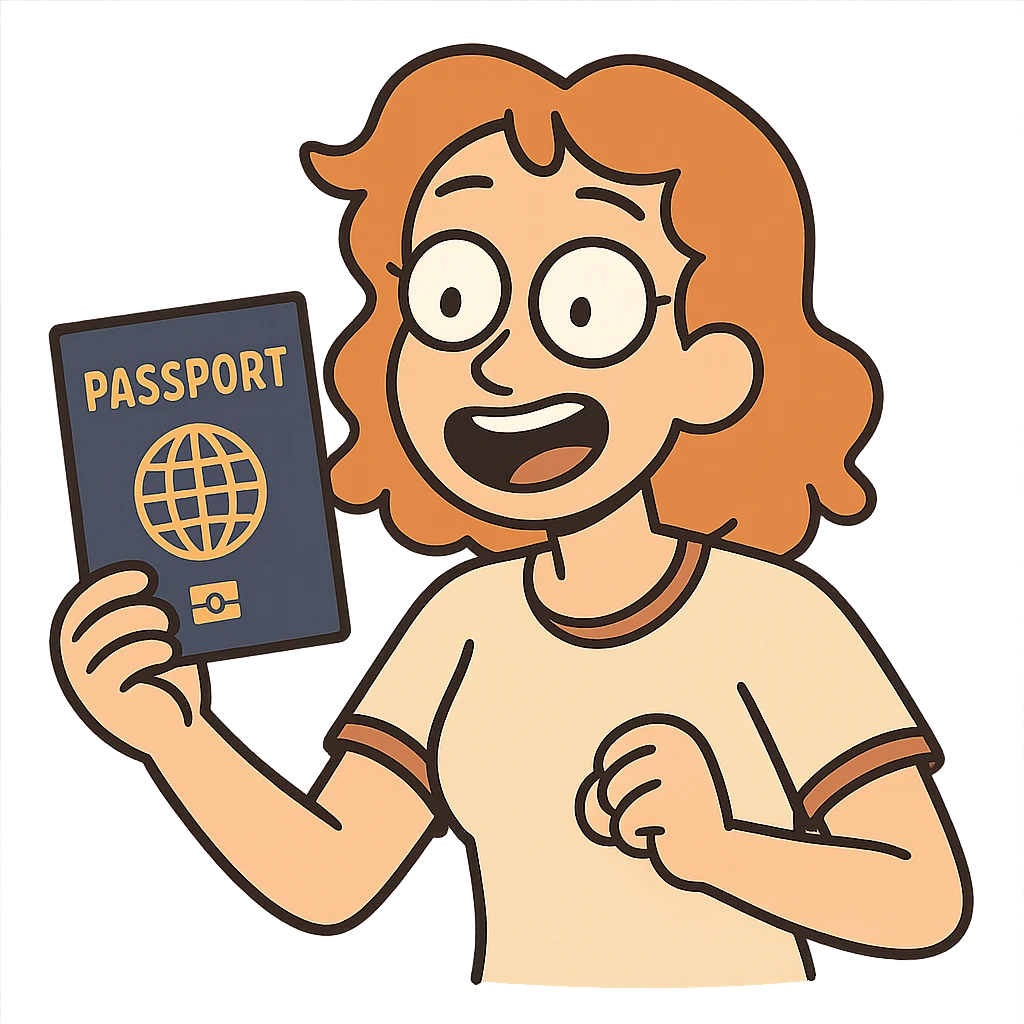 passport with a chip, flat cartoon style, bold colors emoji