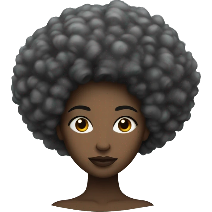 visage femme noir avec gros cheveux afro  emoji