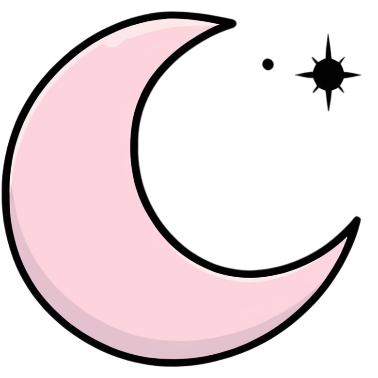 shimmering light pink crescent moon with sparkles emoji