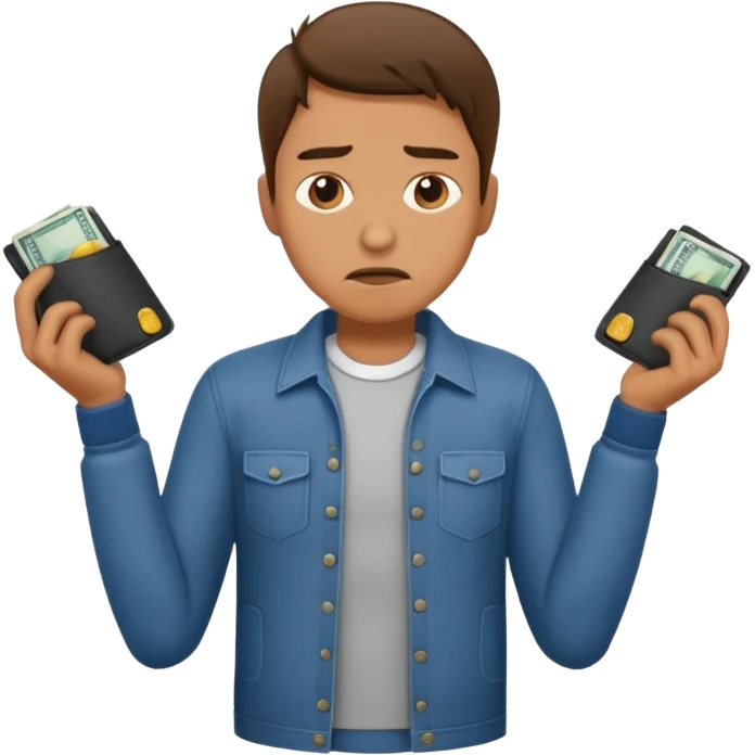 man showing his empty pockets emoji