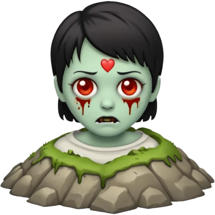 zombie emoji with short black hair and i ❤️ haunted mound t-shirt emoji