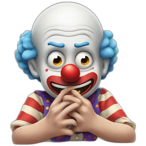 sad face clown chewing fingernails emoji